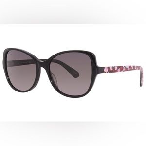 New! Kate Spade Esmae Sunglasses Black/Polarized Grey Grad Flowers/Floral